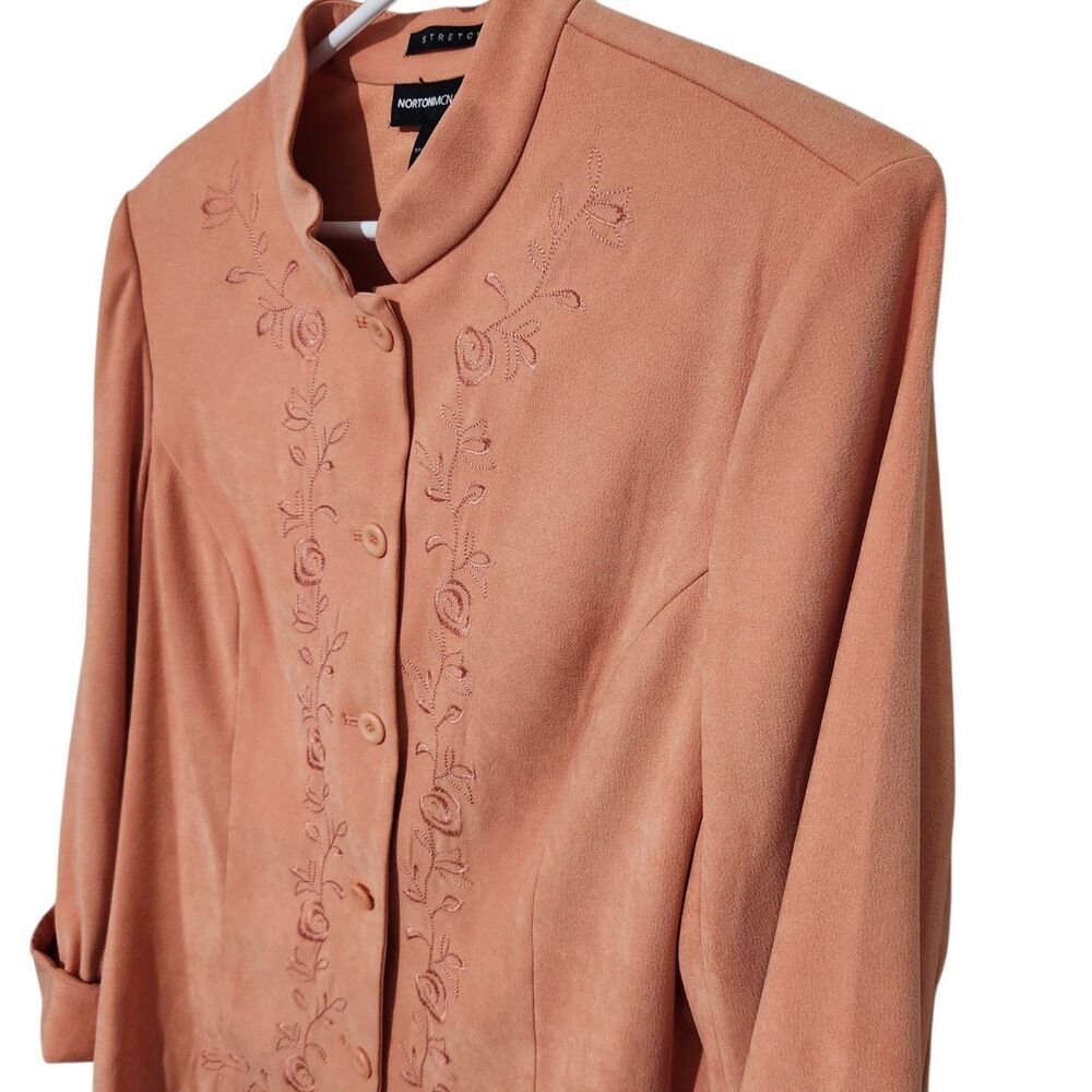 Norton Mcnaughton top Shacket size 14 Orange (Salmon) Floral Embroidered - Picture 2 of 11